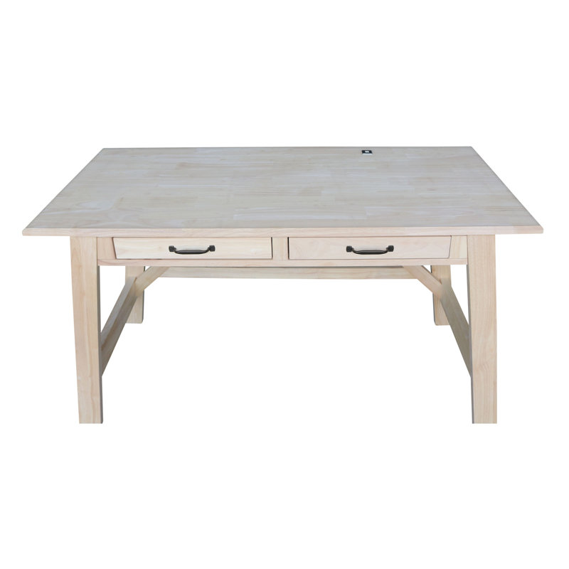 Laython Solid Wood Writing Desk, Unfinished
