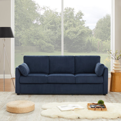  79" Modern Corduroy  Upholstered Sofa with 2 Pillows