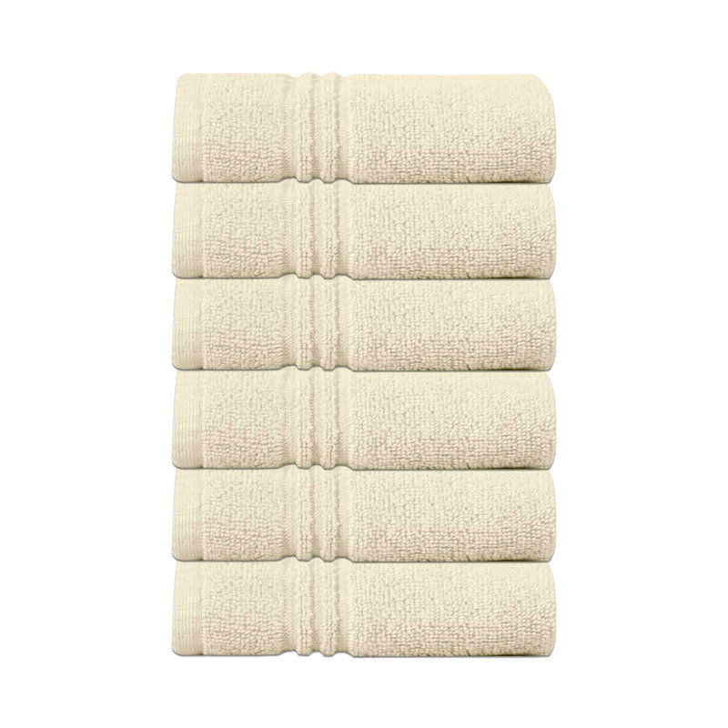 Ensemble de serviettes de bain 100% coton 100% coton zéro torsion Robbs Home Weavers Robbin, 13 po x 13 po (6) (6 serviettes de toilette), ivoire