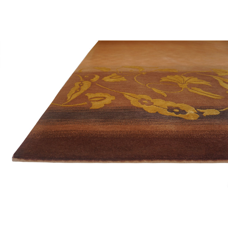 Presidential Hand Knotted Floral Area Rug in Terracotta, Rectangle 8' x 10'