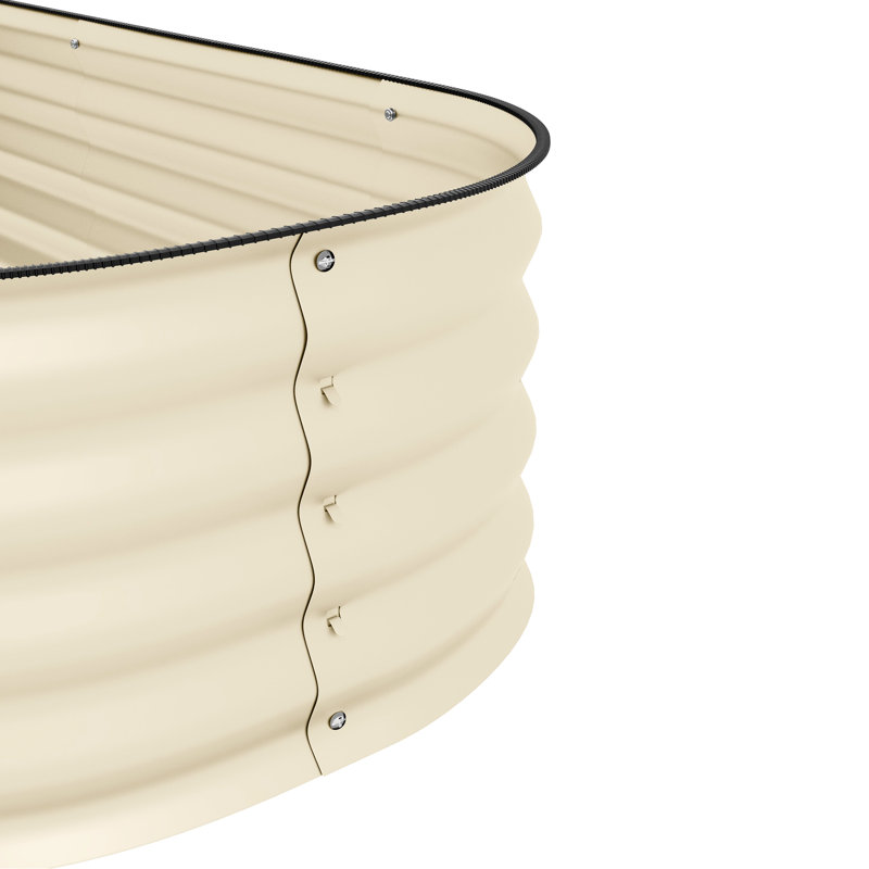 Galvanized Metal Elevated Planter - 59" X 24.5" 11.7", Outdoor Raised Garden Bed With Edging For Herb Growing, Cream 4.9' 2' 1'