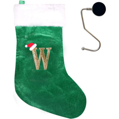 Bas de Noël monogrammés de 20 pouces avec lettres, bas de Noël super doux, bas de grand monogramme, bas de lettre rouge pour les Fêtes de Noël, cadeau de Noël…