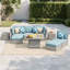 Baecher 9 Piece Resin Wicker Sectional Seating Group with Cushions