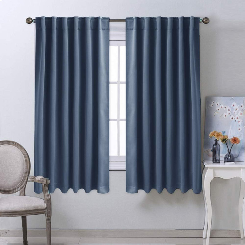Blackout Curtain Light & Noise Reducing Room Darkening Drapes for Bedroom/Living Room/Kitchen, 2 Pieces, 52" W x 63" L