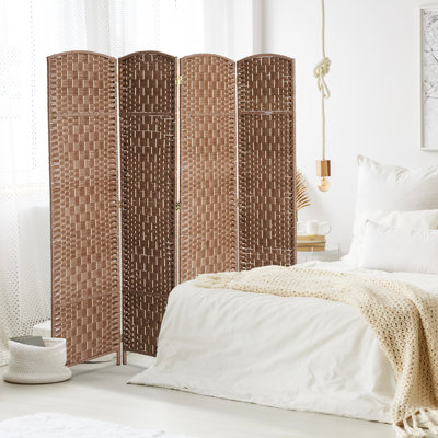 6' Tall Weave Privacy Screen - Natural. Stylish Partition For Home Offices. Diamond On Poplar Wood. Create Private Areas Easily. Portable And Space Saving Divider Design. Wood Frame. Ideal Business