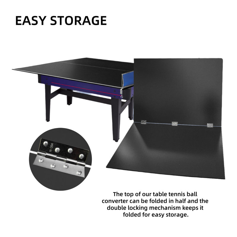 Plateau de tennis de table moyen pliable, Noir, H 0,48 po x l 71 po x P 35,5 po