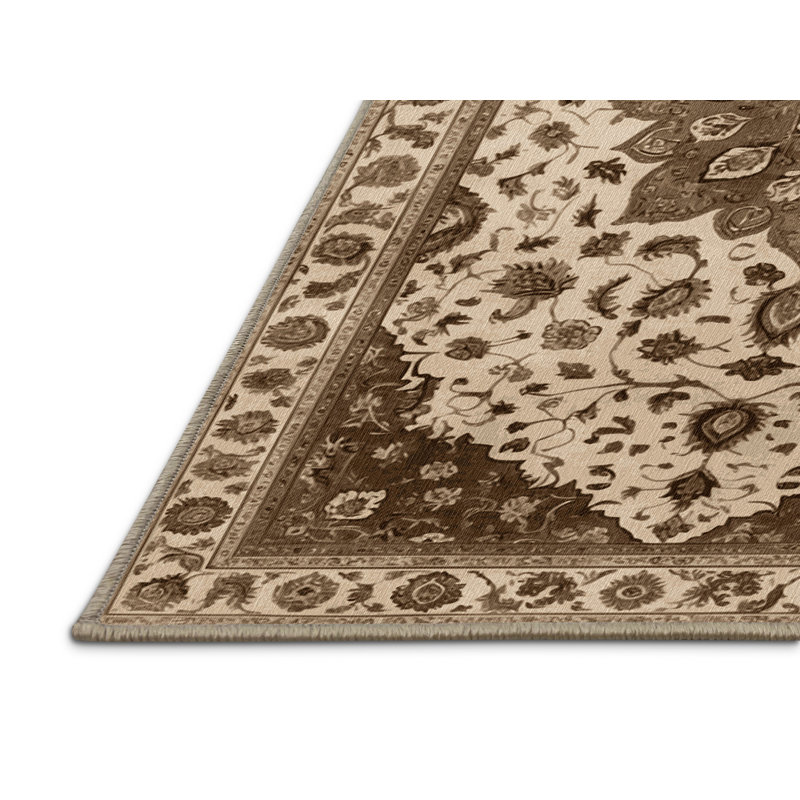 Tapis beige Tabriz lavable à la machine, Rectangulaire 8 pi x 10 pi