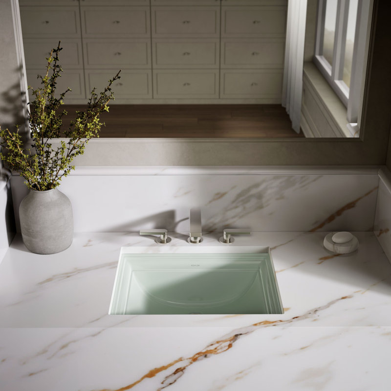 Memoirs® Vitreous China Rectangular Undermount Bathroom Sink with Overflow, Cashmere