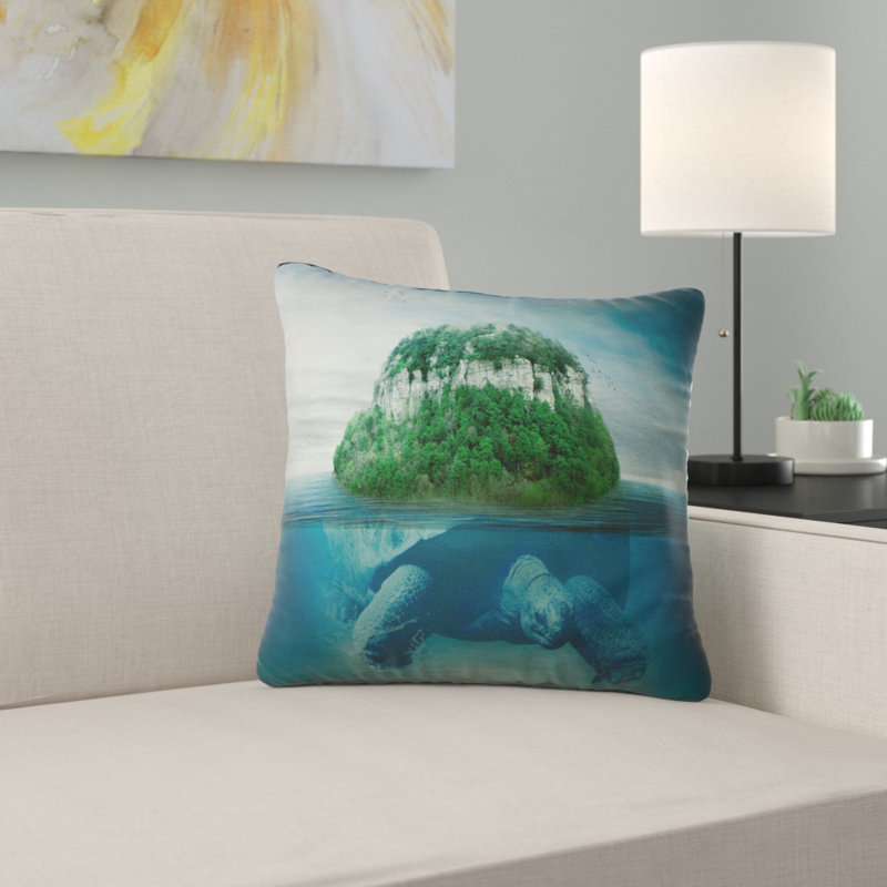 Tortue géante abstraite, 16 po x 1 po, Coussin décoratif