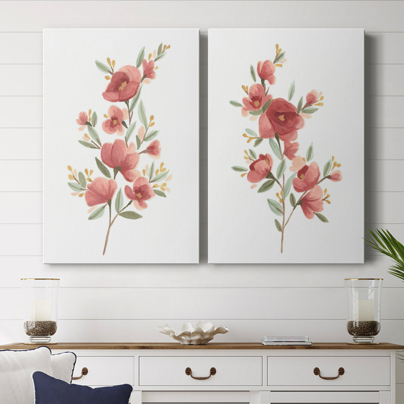 Wildflower Sprig III - Toile tendue avec châssis de qualité supérieure - Prêt à accrocher, H 18 po x l 24 po