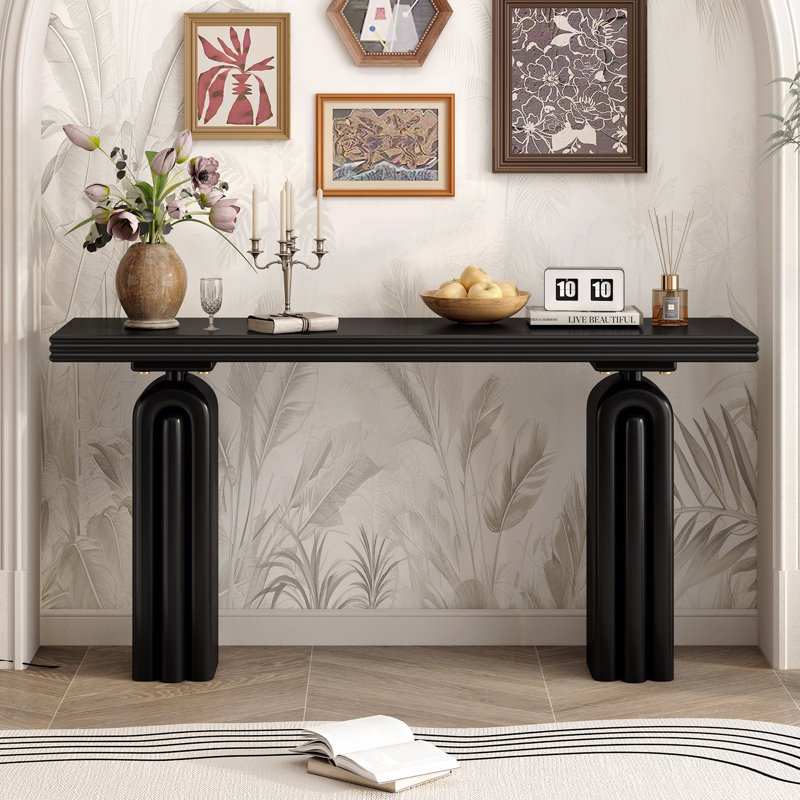 Console chic, élégante et luxueuse en placage d'acacia