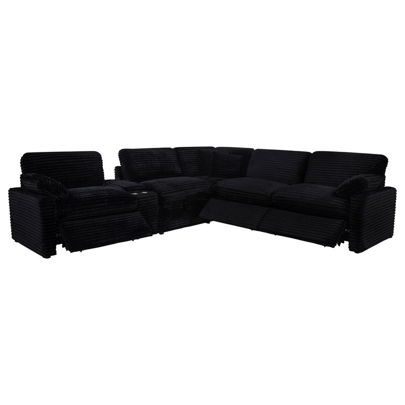 Canapé modulaire inclinable électrique 6 pièces Collins, Black Corduroy