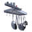 Handcrafted 36" Gourmet Deep Bookshelf Wall Rack with Accessory Shelf & 18 Hooks