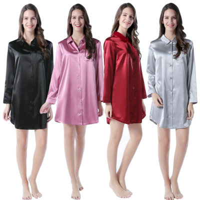 Shaner Silk Sateen Girl / Woman+ Above Knee Bathrobe with Pockets