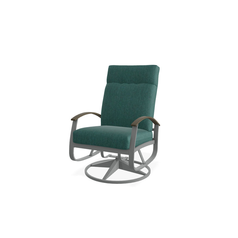 Chaise berçante pivotante réglable avec coussins Askar, Tissage uni Sunbrella® brise coulée, Bois de plage P40