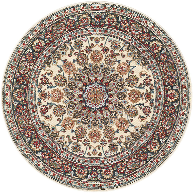 Tapis traditionnel ivoire Tollefson, Rond 4 pi 1 po