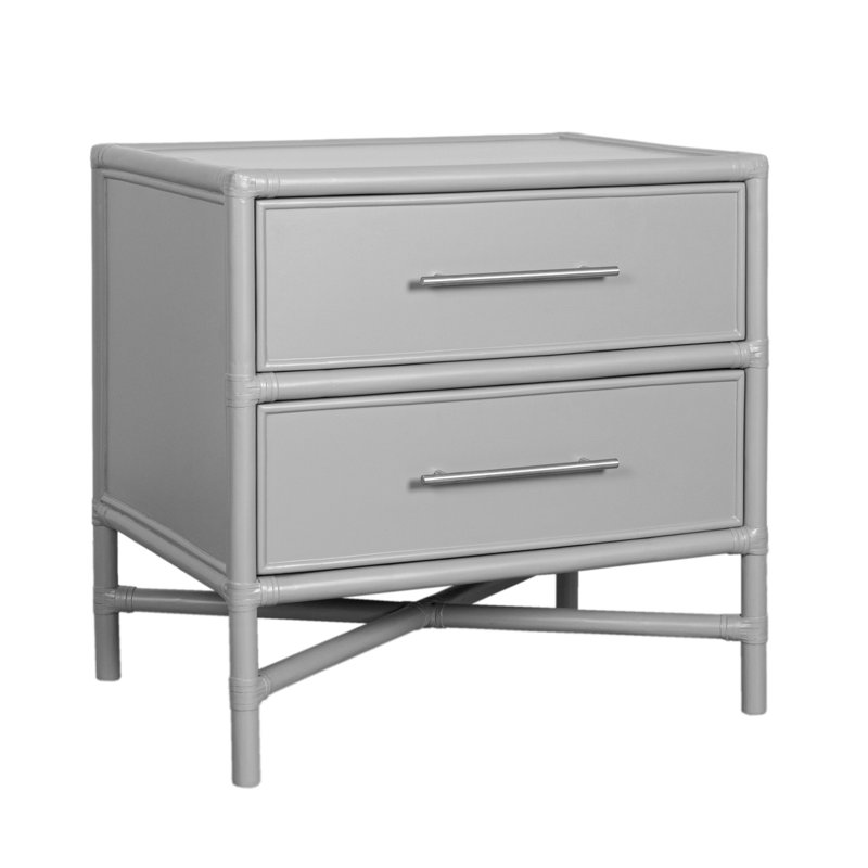 Table de chevet 2 tiroirs Venice Collection, Gris clair