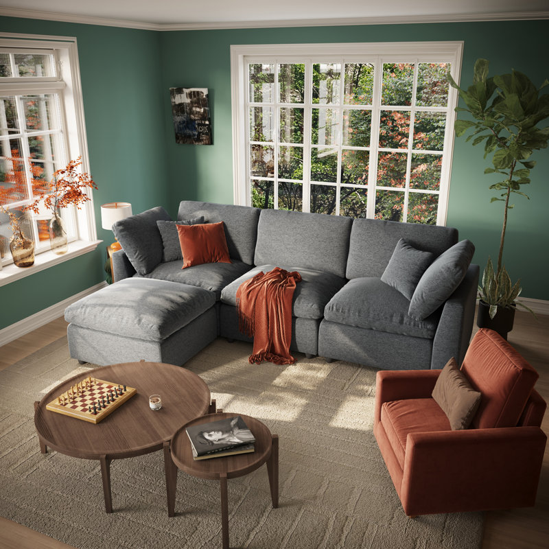 Canapé modulaire rembourré en duvet rembourré, Gris foncé