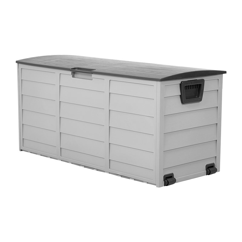 Plastic Garden Storage Box with Wheels, Grey