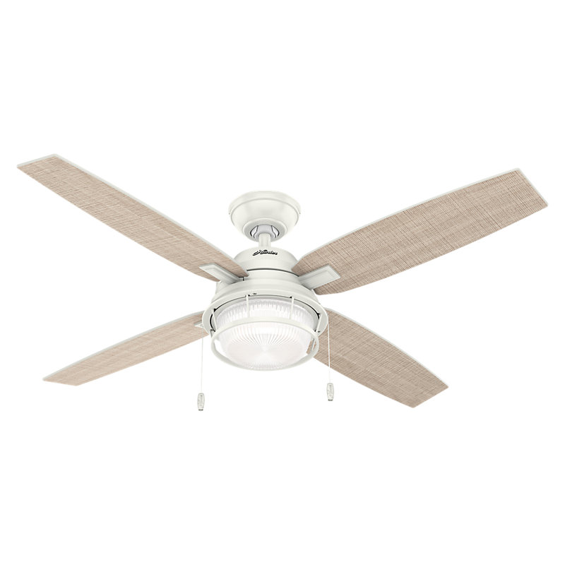 Ventilateur de plafond 52 pouces pour l'extérieur à 4 pales standard avec chaîne de traction et ensemble d'éclairage inclus Ocala