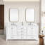 Meuble-lavabo 72 po, armoire de rangement en bois massif, comptoir de meuble-lavabo autoportant avec double cuve