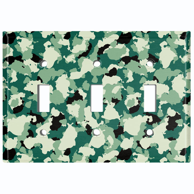 Plaque murale d'interrupteur à bascule vert à 3 bandes camouflage vert