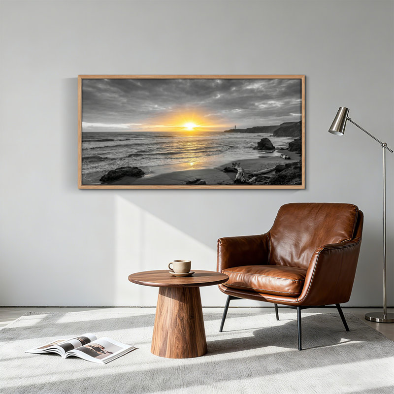 Tableau encadré sur toile « Côte au coucher du soleil », 122 x 61 cm (48 x 24 pouces), lot de 1, 48x24inch