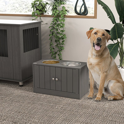 Accent Cabinet, Storage Cabinet With Large Elevated Dog Bowls