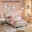 Structure de lit simple en tête de lit simple en velours côtelé - Plateforme robuste et silencieuse, lattes en bois, aucun sommier requis, assemblage facile, blanc-251504588