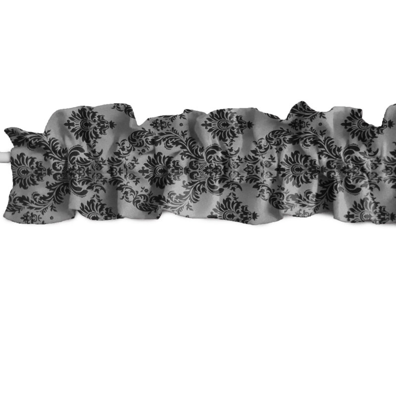 Cantonnière à damas, L 120 po x L 9 po, Noir / argent