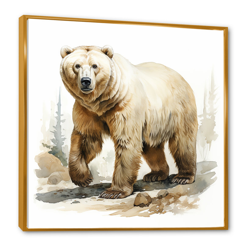 Hiver blanc, ours polaire I - ours 2, art mural, Cadre flottant doré, 30" H x 30" W