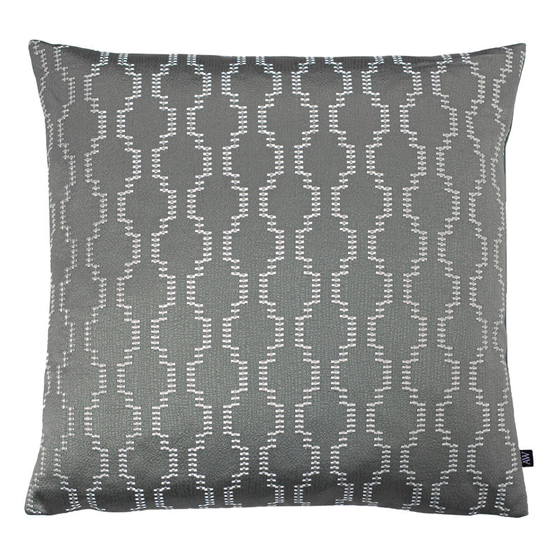 Brayton Geometric Square Throw Cushion, Fog/Dark Grey, Feather
