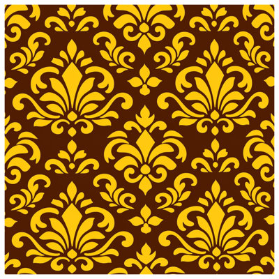Couvre-lit matelassé jaune et brun à motif damassé toutes tailles