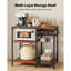 Kitchen Bakers Rack, 35.4 inch Width Bakers Rack, Kitchen Stand with X-Shaped Support Bar, 5 S-Shaped Hooks, Multi-Layer Storage Shelf, Coffee Bar Stand for Dishes & Bowls, Spice Bottles