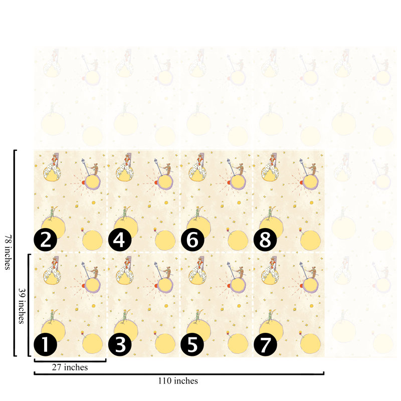 The Little Prince Wallpaper, Cream Planets Nursery Kids