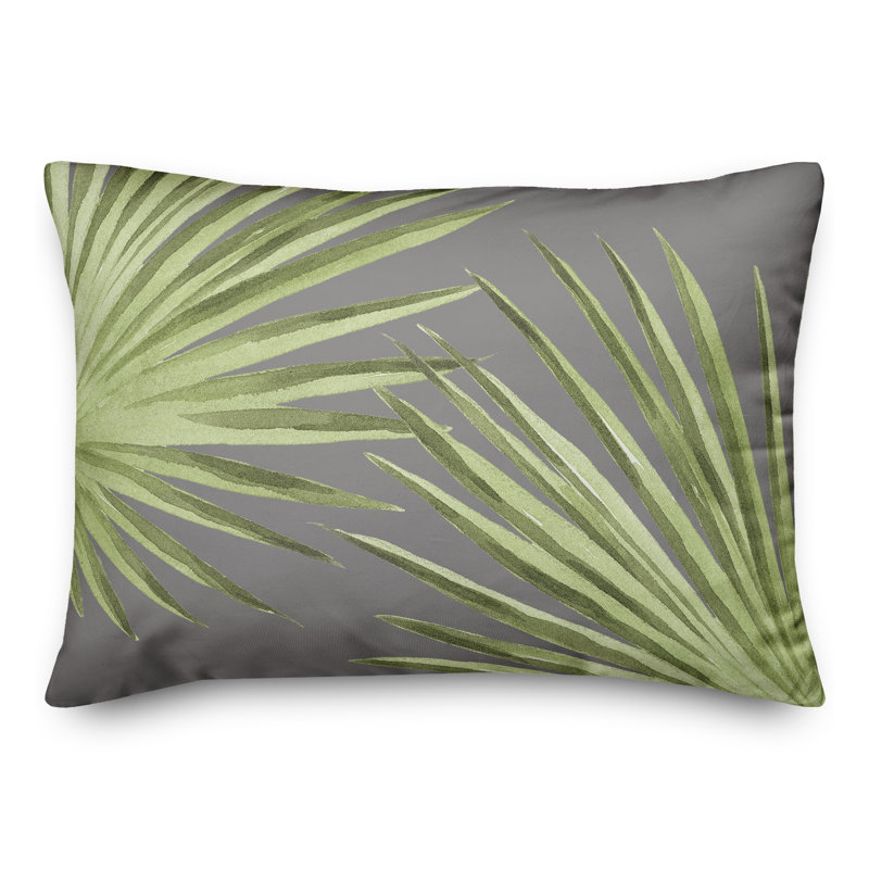 Palm Leaves 20 Outdoor Rectangular Pillow Cover & Insert, Gray
