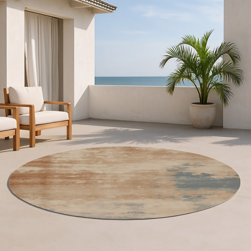 Tapis gris intérieur et extérieur surteint, Rond 5 pi