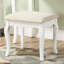 Bureau et tabouret de coiffeuse en bois, blanc - rangement 5 tiroirs et miroir ovale réglable pour tabouret de beauté