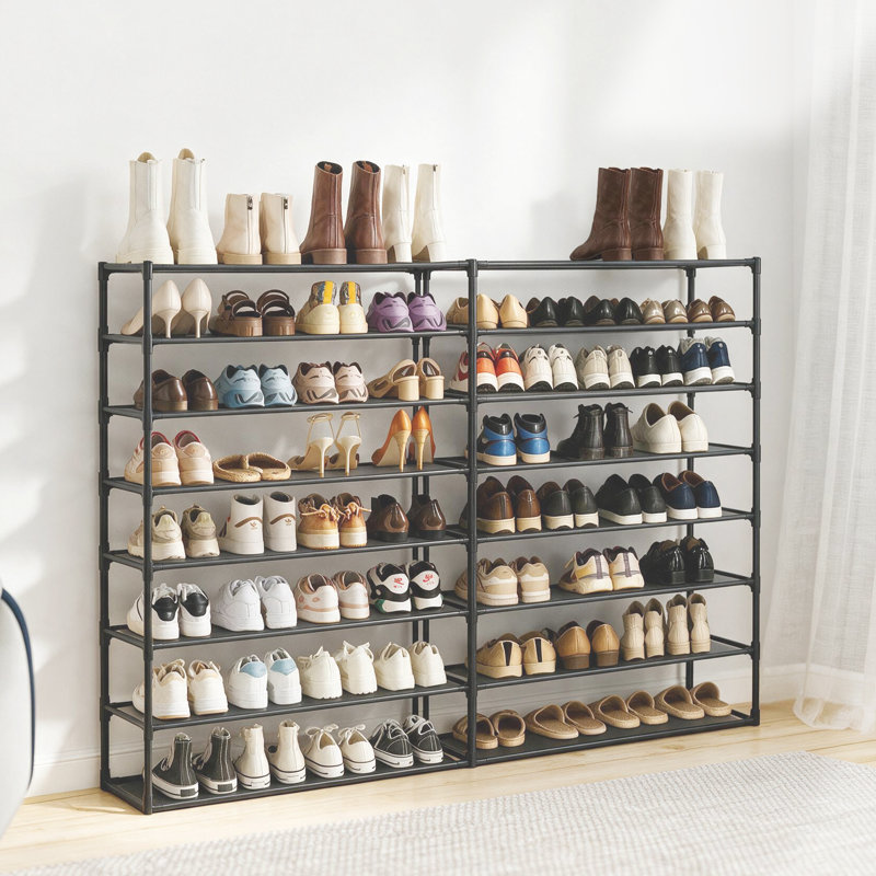 Ensemble de 2 étagères à chaussures à 8 niveaux détachables, grande capacité pouvant contenir 64 paires de range-chaussures d'entrée