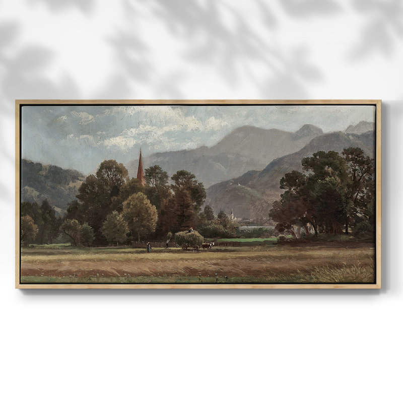 Série paysage -MXIX- Toile tendue avec châssis tendue, prête à accrocher, H 21 po x l 41 po, Naturel