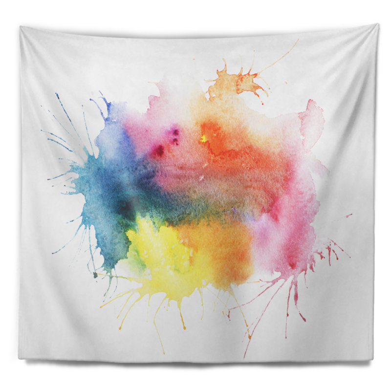 Abstrait blots aquarelle art tapisserie, H 32 po x l 39 po