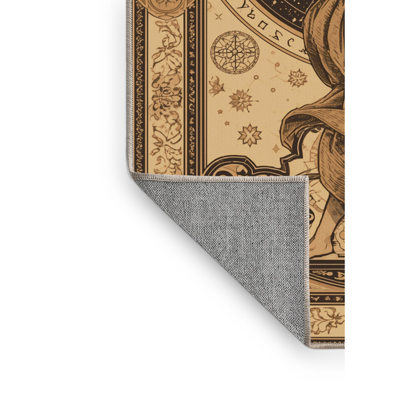 Tapis oriental traditionnel lavable à la machine oscar de style Stargazer brun et beige, 6 X 9