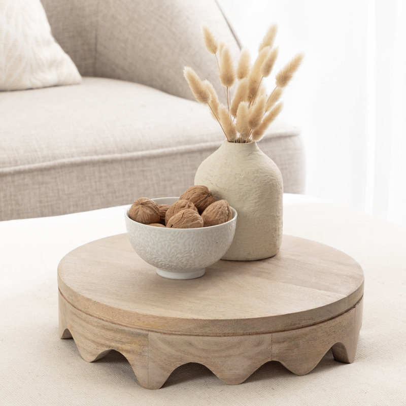Nara Wooden Wavy Round Serving Tray