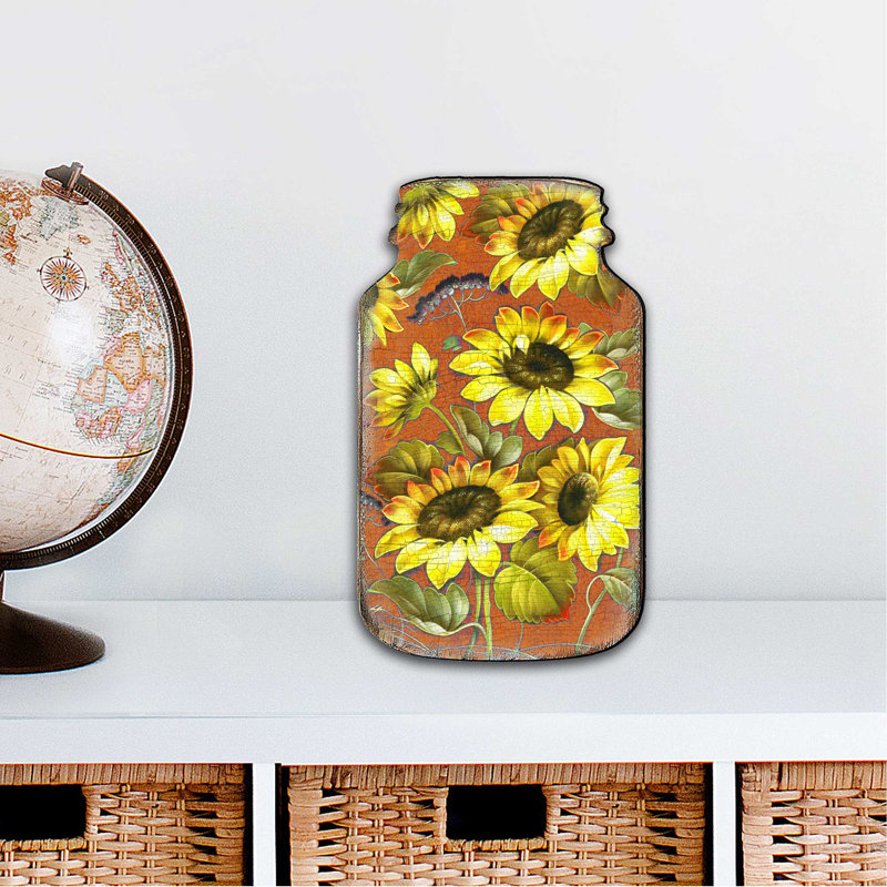 Décoration murale pot tournesol Mason