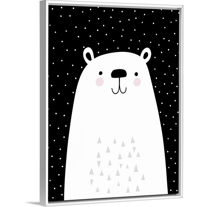 Art à motif polaire mélange de motifs Shatzer, H 16 po x l 12 po x P 1,75 po, Cadre flottant blanc