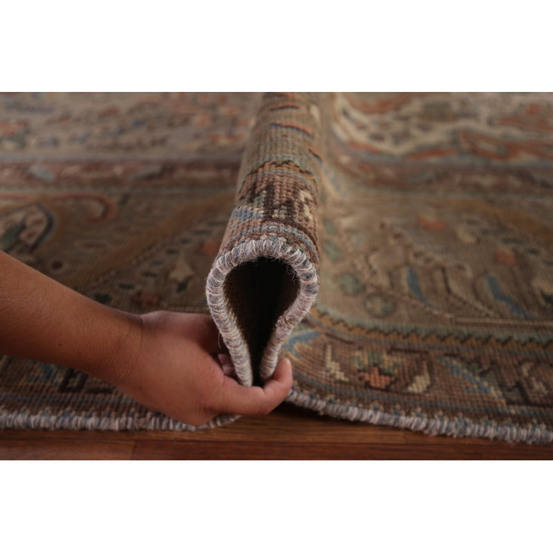 Tapis traditionnel floral rétro en laine 10 x 13