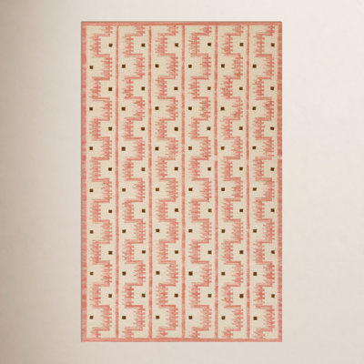 Freya Geometric Hand Woven Wool and Cotton Blush Area Rug