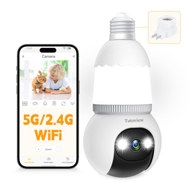 4MP Light Bulb Wireless Security Camera with Night Vision & Alerts（set of 1）