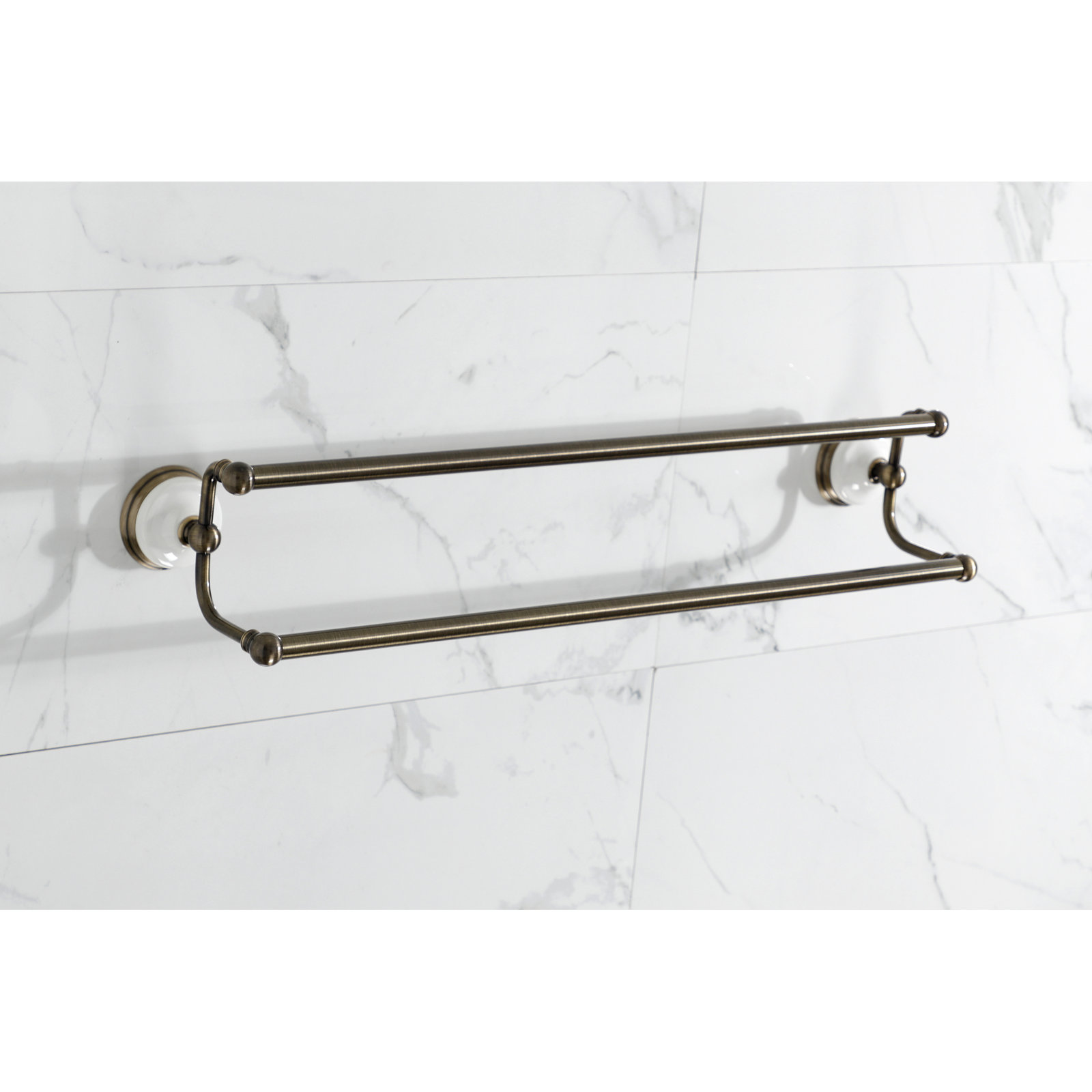 Victorian 24" Dual Towel Bar, Antique Brass