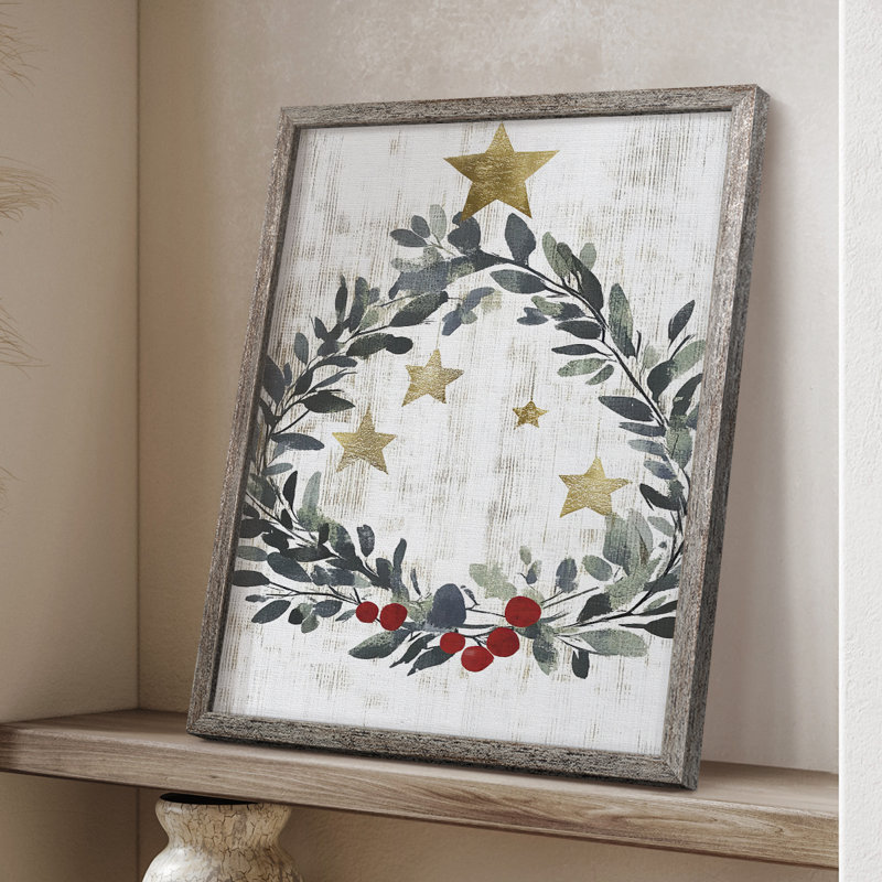 «Christmas Holiday Art», impression encadrée - Bois massif XMA171707, H 15 po x l 12 po